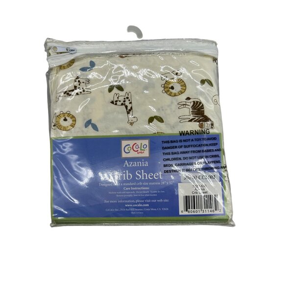 Cocalo Baby Azania Crib Sheet Set 2 pc Safari Animals 100% Cotton Giraffe Zebra - Picture 7 of 13